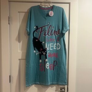 Nightgown "Feline Like I need more Sleep" little Blue House NWT